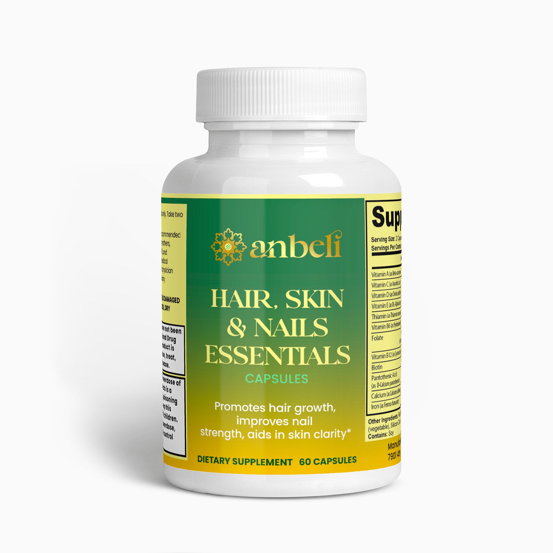 Anbeli Hair, Skin & Nails Supplement | Biotin Vitamins for Healthy Hair, Skin & Nails