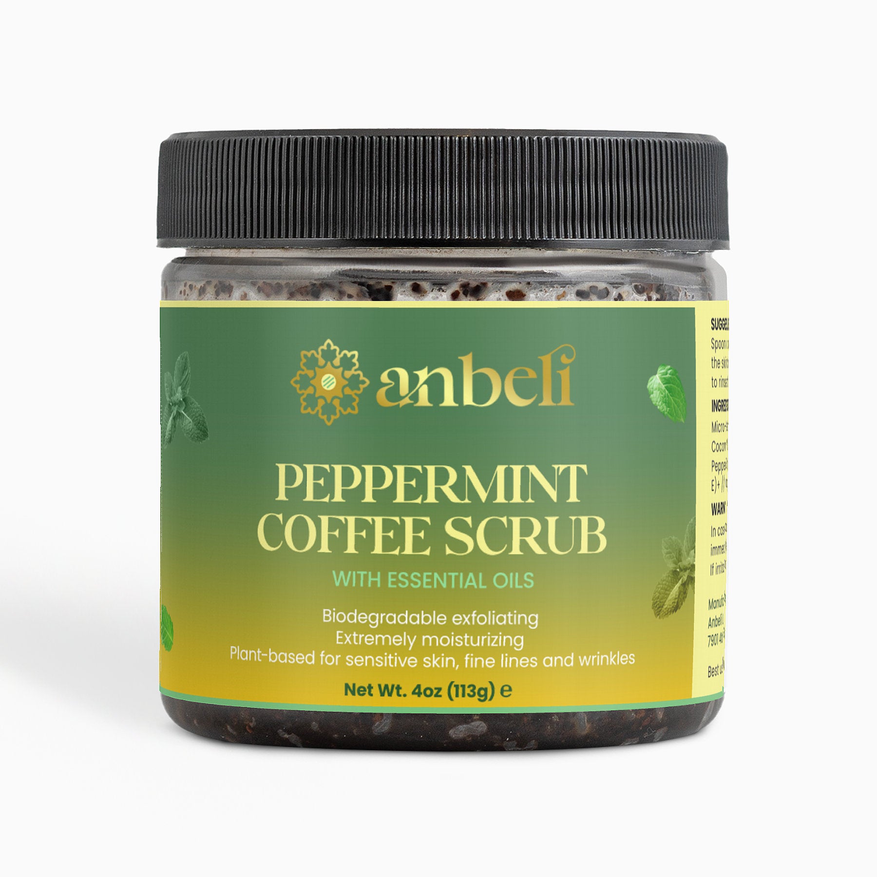 Anbeli Peppermint Coffee Body Scrub | Exfoliating Scrub for Smooth & Glowing Skin