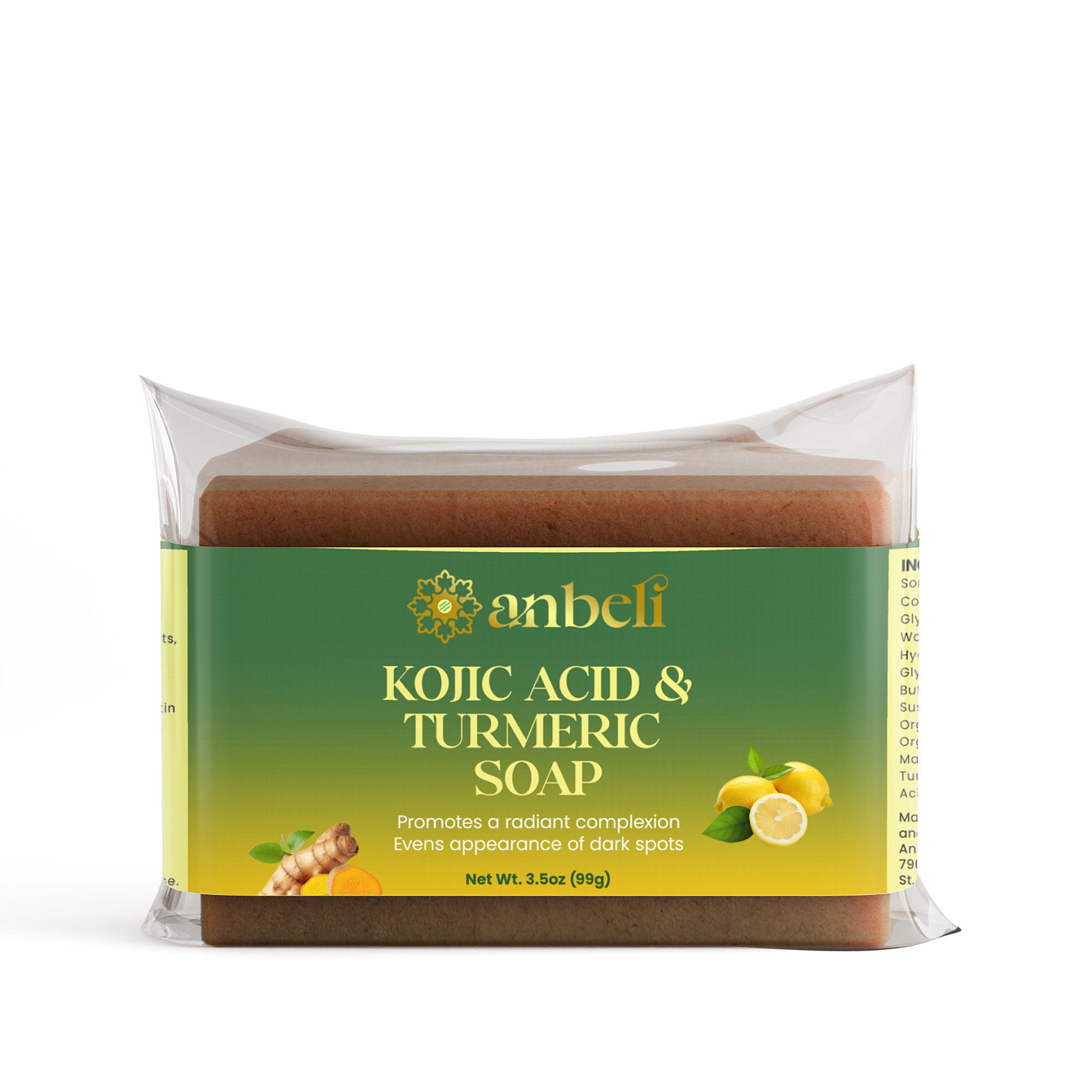 Anbeli Kojic Acid & Turmeric Soap for Dark Spots
